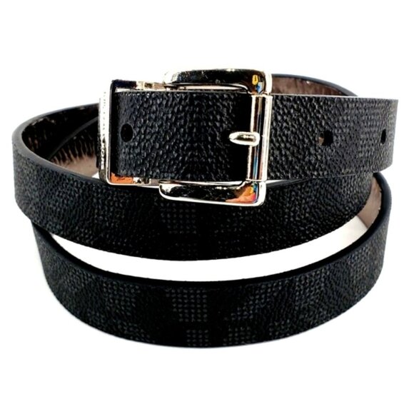 Michael Kors Women's Waist 36" to 39" Black Casual Textured MK Print Belt - Picture 1 of 9